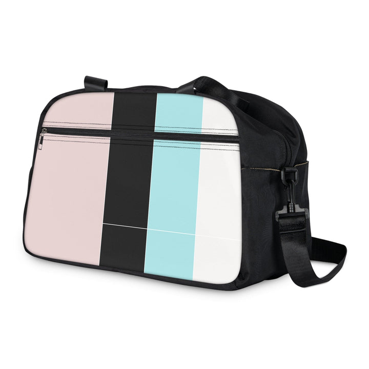 Crossbody Travel Fitness Bag - Pastel Pink Black Blue Colorblock Lines