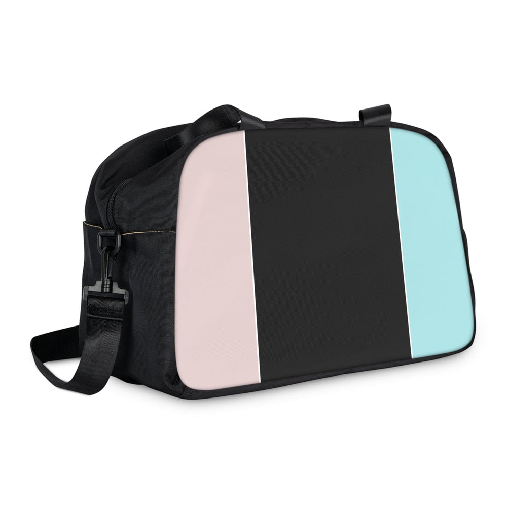 Crossbody Travel Fitness Bag - Pastel Pink Black Blue Colorblock Lines