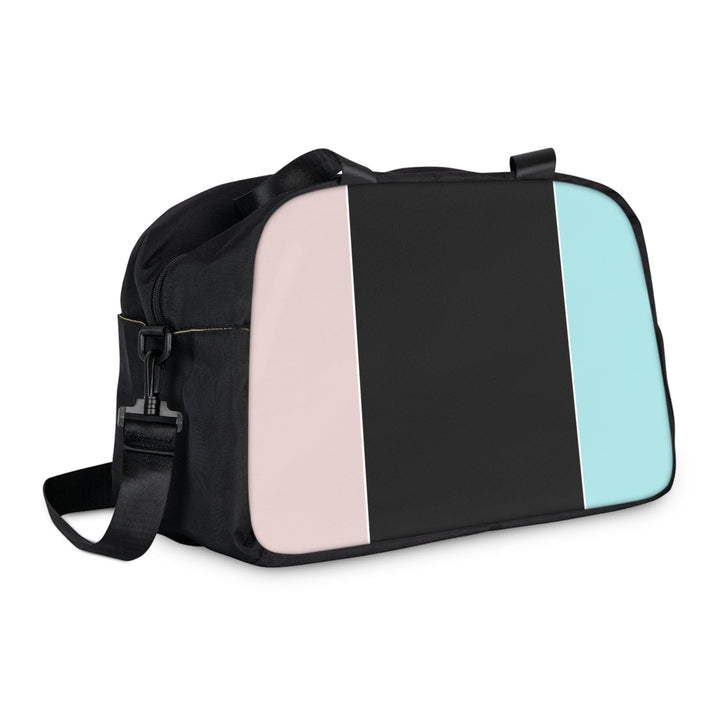 Crossbody Travel Fitness Bag - Pastel Pink Black Blue Colorblock Lines