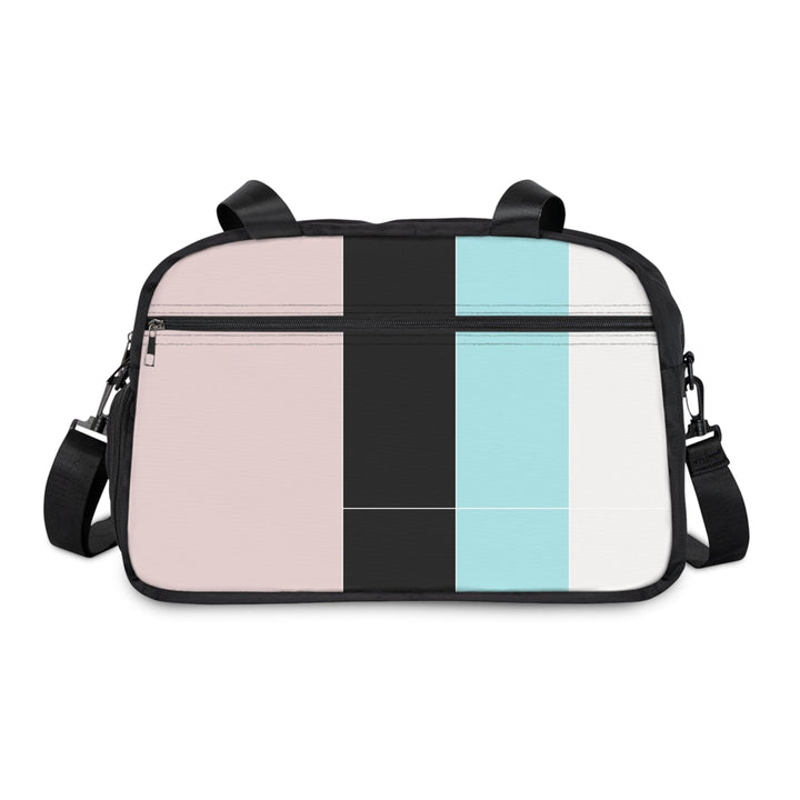 Crossbody Travel Fitness Bag - Pastel Pink Black Blue Colorblock Lines