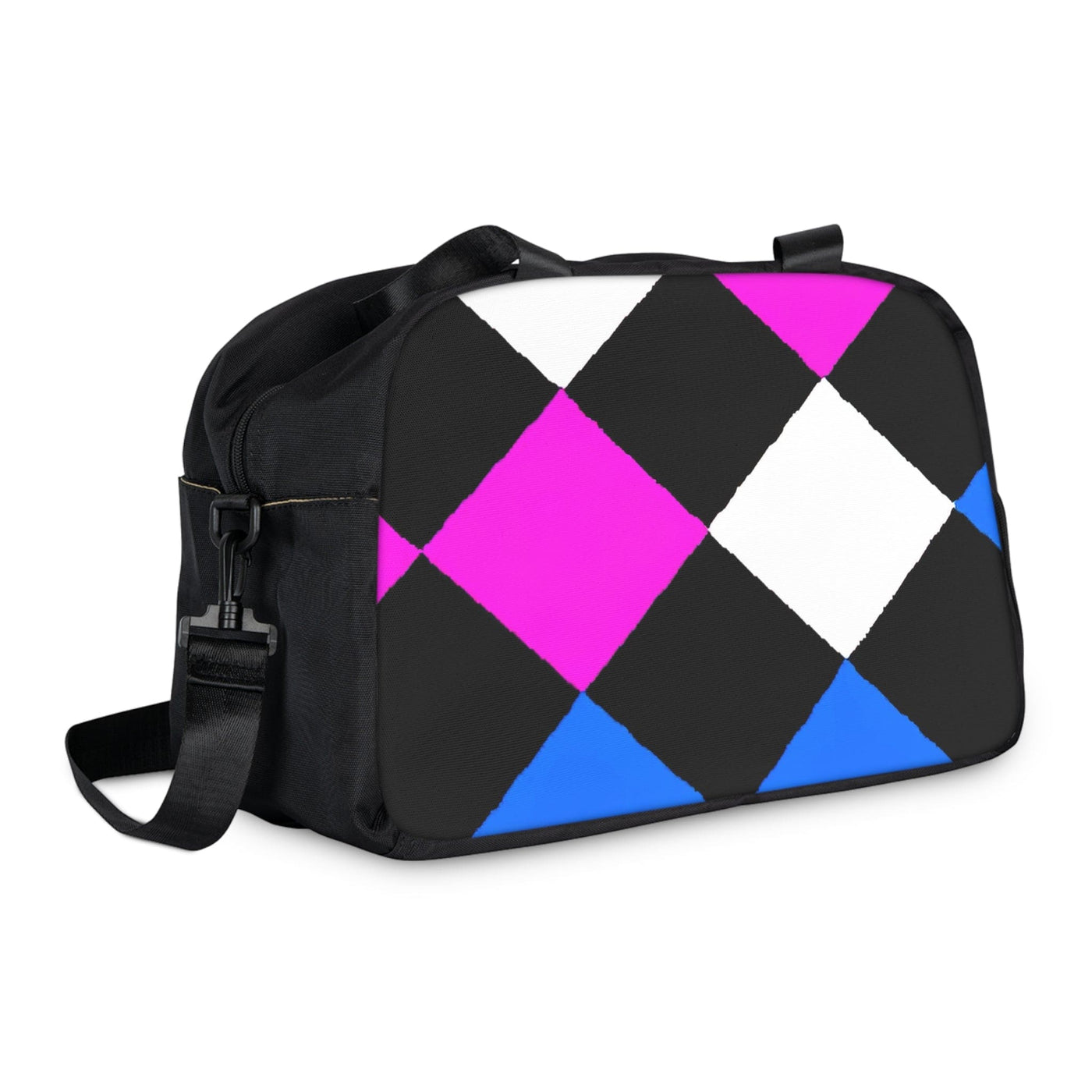 Travel Fitness Bag Pink Blue Checkered Pattern - Bags