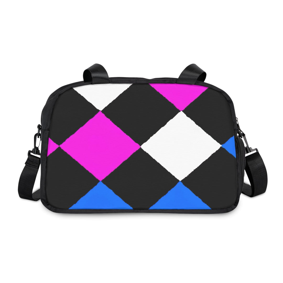 Crossbody Travel Fitness Bag - Pink Blue Checkered Pattern - Bags/Travel