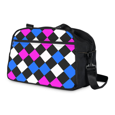 Travel Fitness Bag Pink Blue Checkered Pattern - Bags