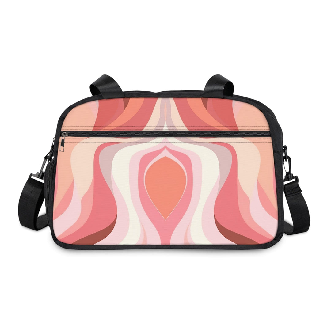Crossbody Travel Fitness Bag - Pink White Boho Swirl Lines - Bags/Travel