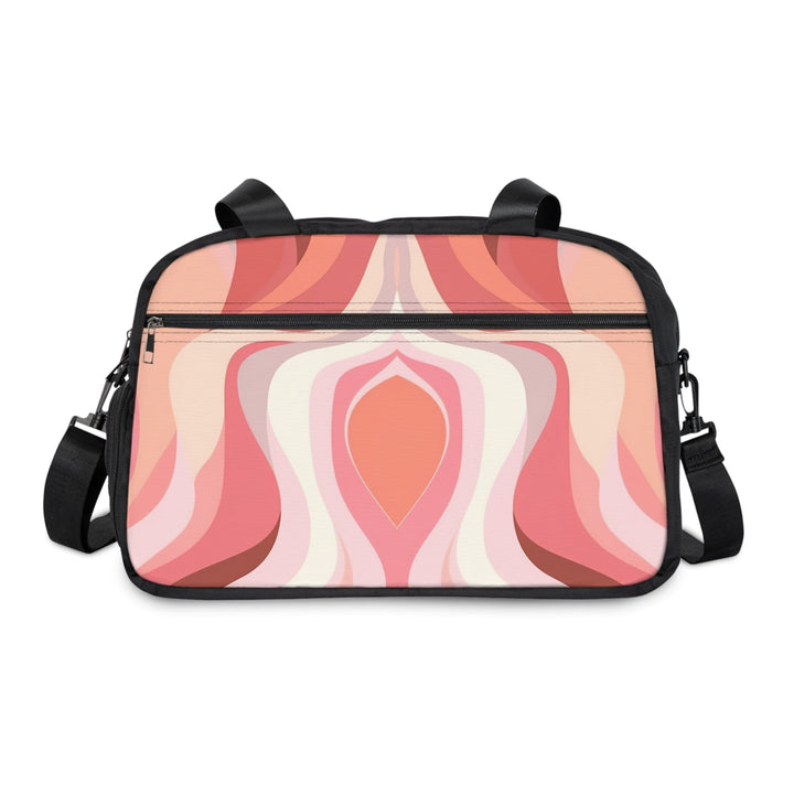 Crossbody Travel Fitness Bag - Pink White Boho Swirl Lines - Bags/Travel
