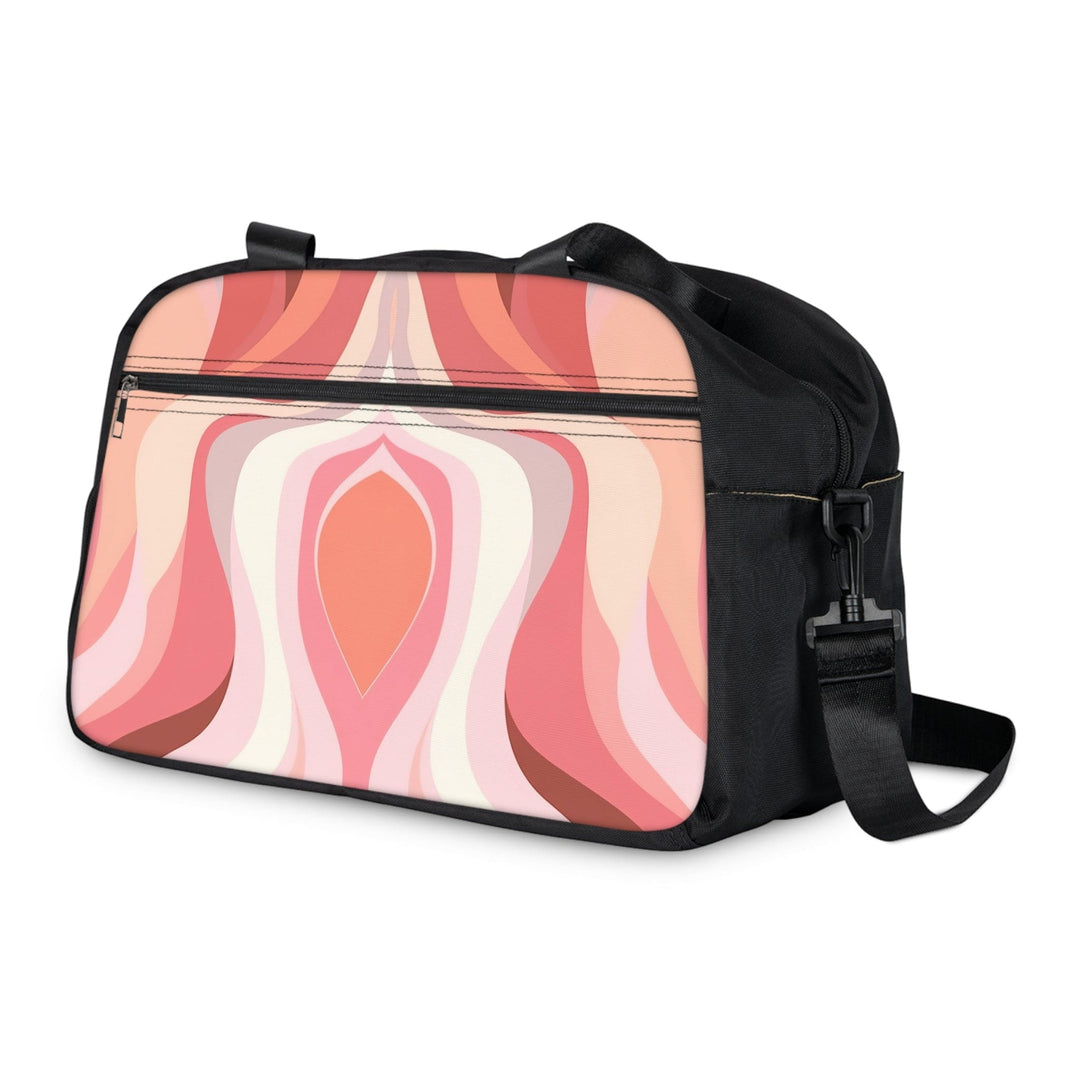 Crossbody Travel Fitness Bag - Pink White Boho Swirl Lines - Bags/Travel