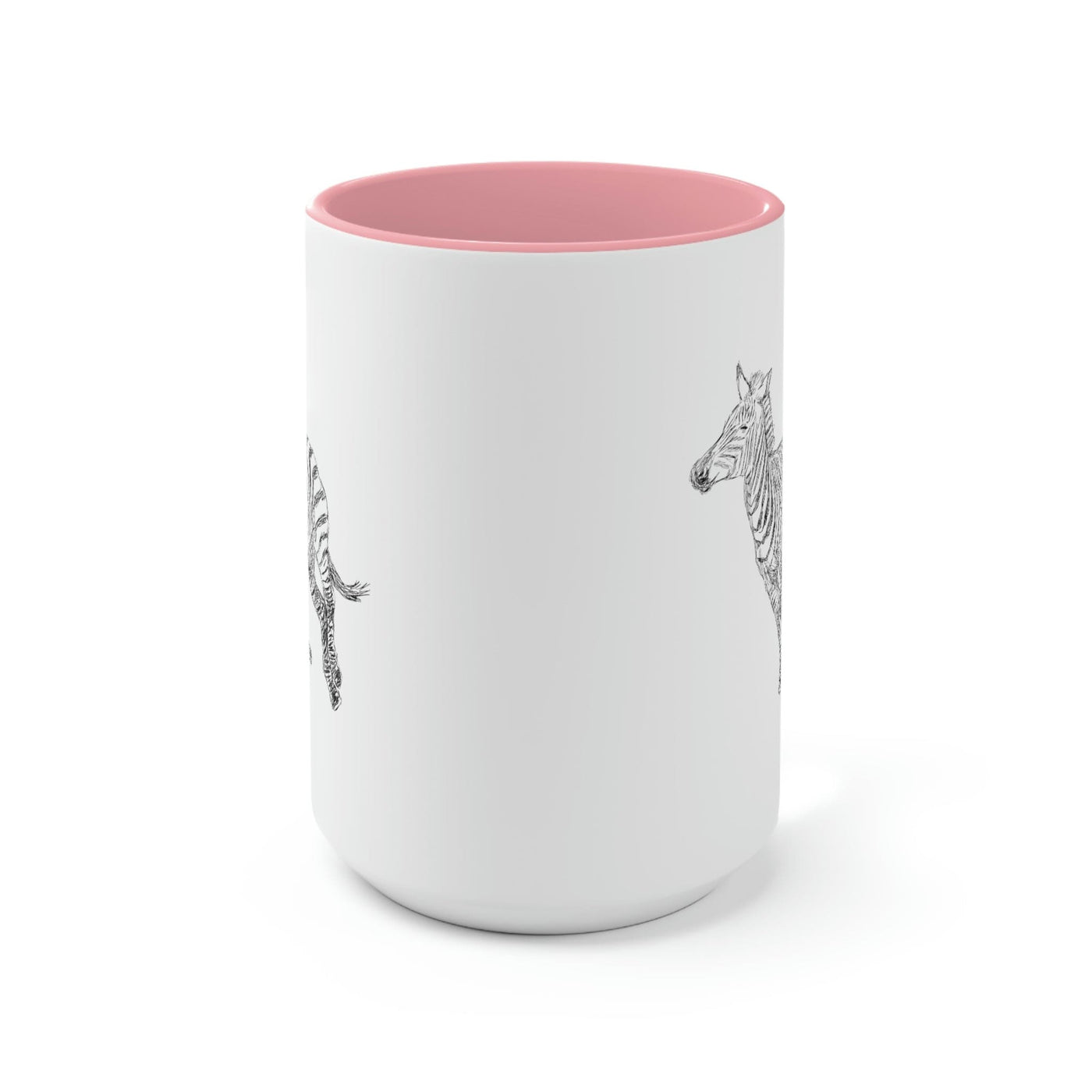 Two-tone Accent Ceramic Coffee Mug 15oz Galloping Zebra Line Art Drawing Print