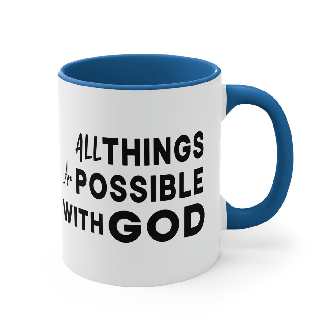 Two-tone Accent Ceramic Mug 11oz All Things are Possible with God - Decorative