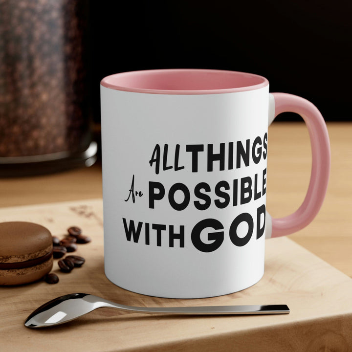 Two-tone Accent Ceramic Mug 11oz All Things are Possible with God - Decorative