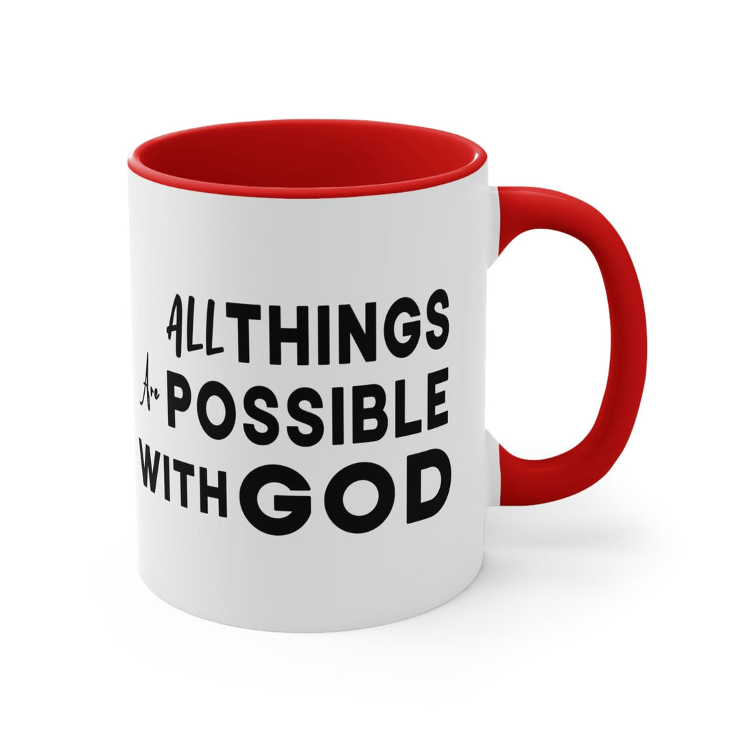 Two-tone Accent Ceramic Mug 11oz All Things are Possible with God - Decorative