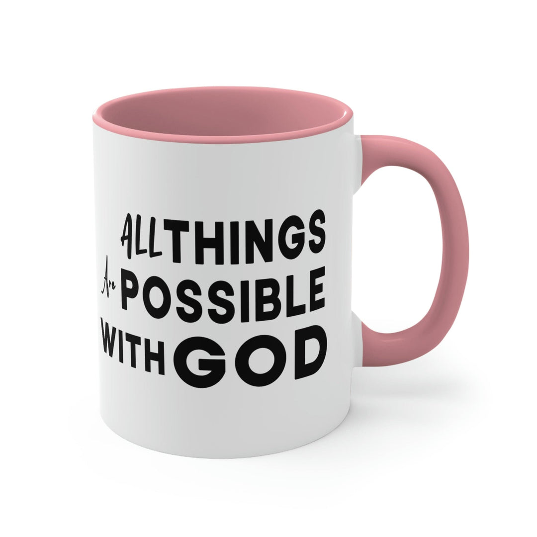 Two-tone Accent Ceramic Mug 11oz All Things are Possible with God - Decorative