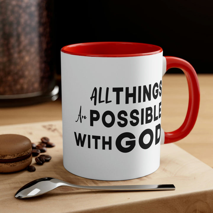 Two-tone Accent Ceramic Mug 11oz All Things are Possible with God - Decorative