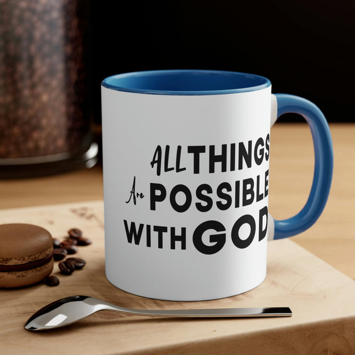 Two-tone Accent Ceramic Mug 11oz All Things are Possible with God - Decorative