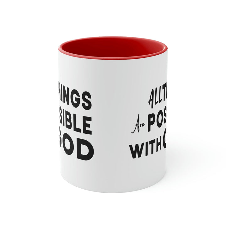 Two-tone Accent Ceramic Mug 11oz All Things are Possible with God - Decorative