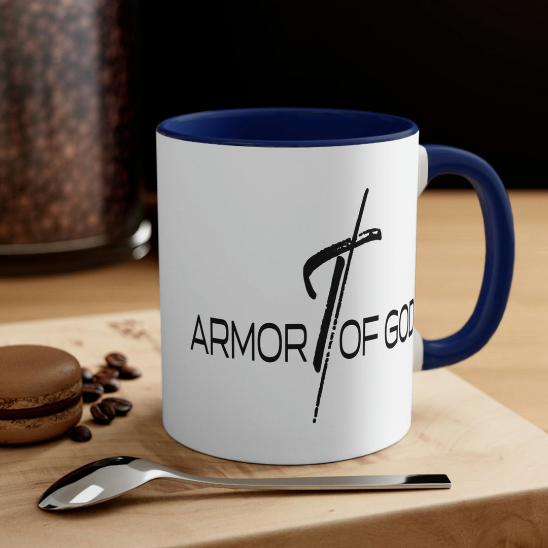 Two-tone Accent Ceramic Mug 11oz Armor of God Scripture Quote Bible Verse Print