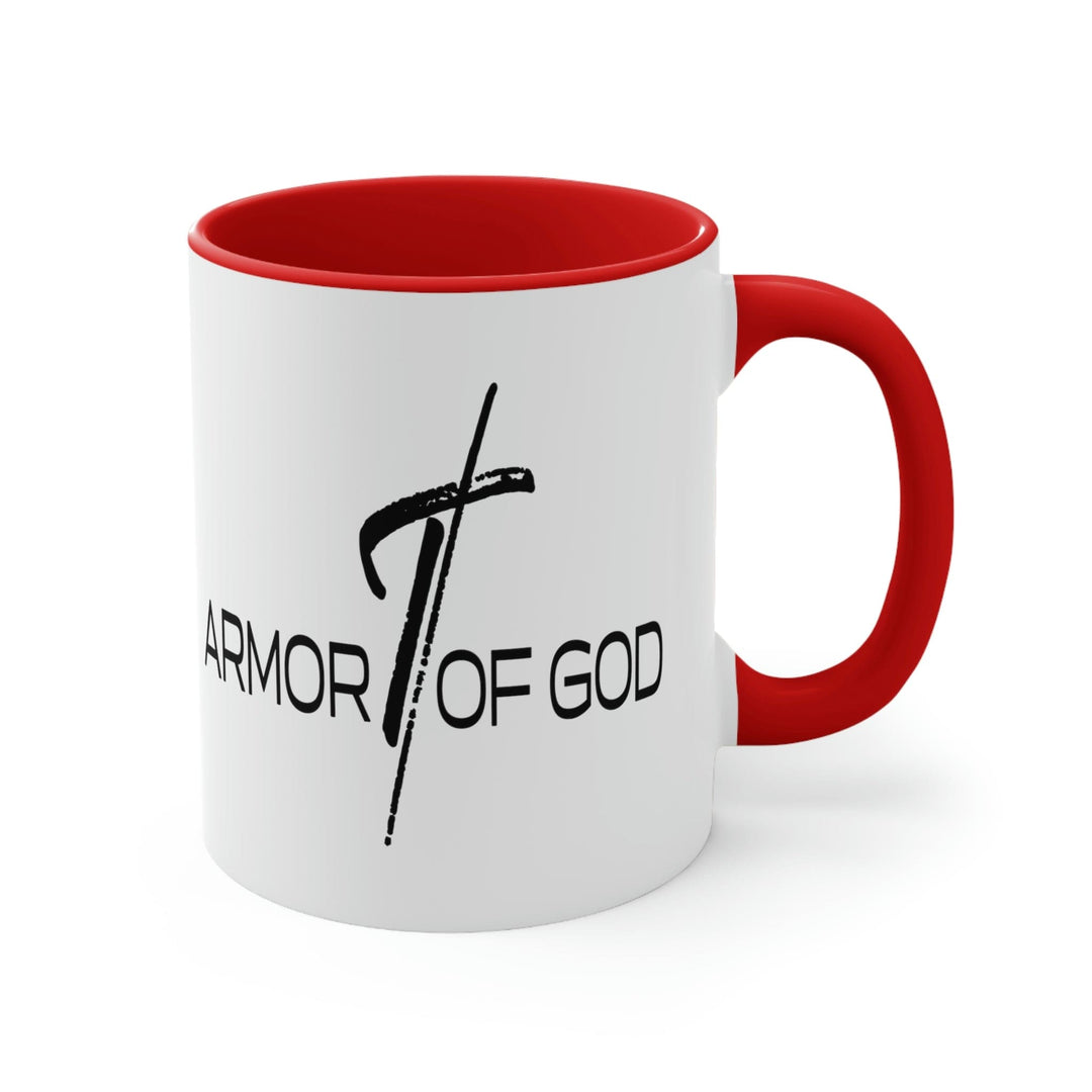 Two-tone Accent Ceramic Mug 11oz Armor of God Scripture Quote Bible Verse Print