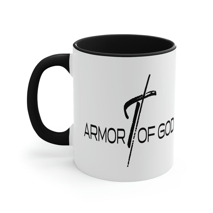 Two-tone Accent Ceramic Mug 11oz Armor of God Scripture Quote Bible Verse Print