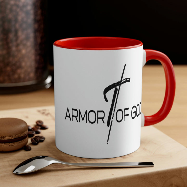 Two-tone Accent Ceramic Mug 11oz Armor of God Scripture Quote Bible Verse Print