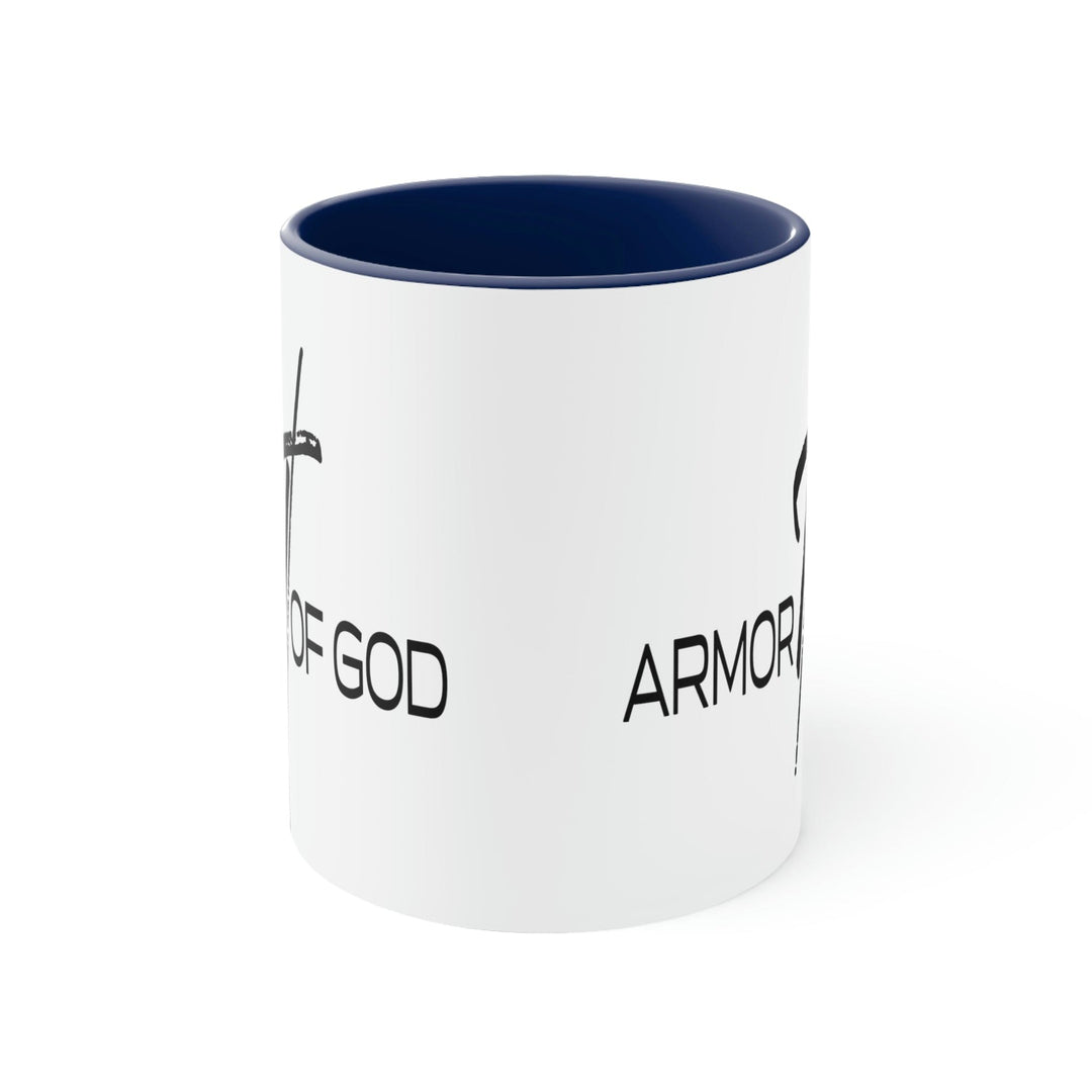 Two-tone Accent Ceramic Mug 11oz Armor of God Scripture Quote Bible Verse Print