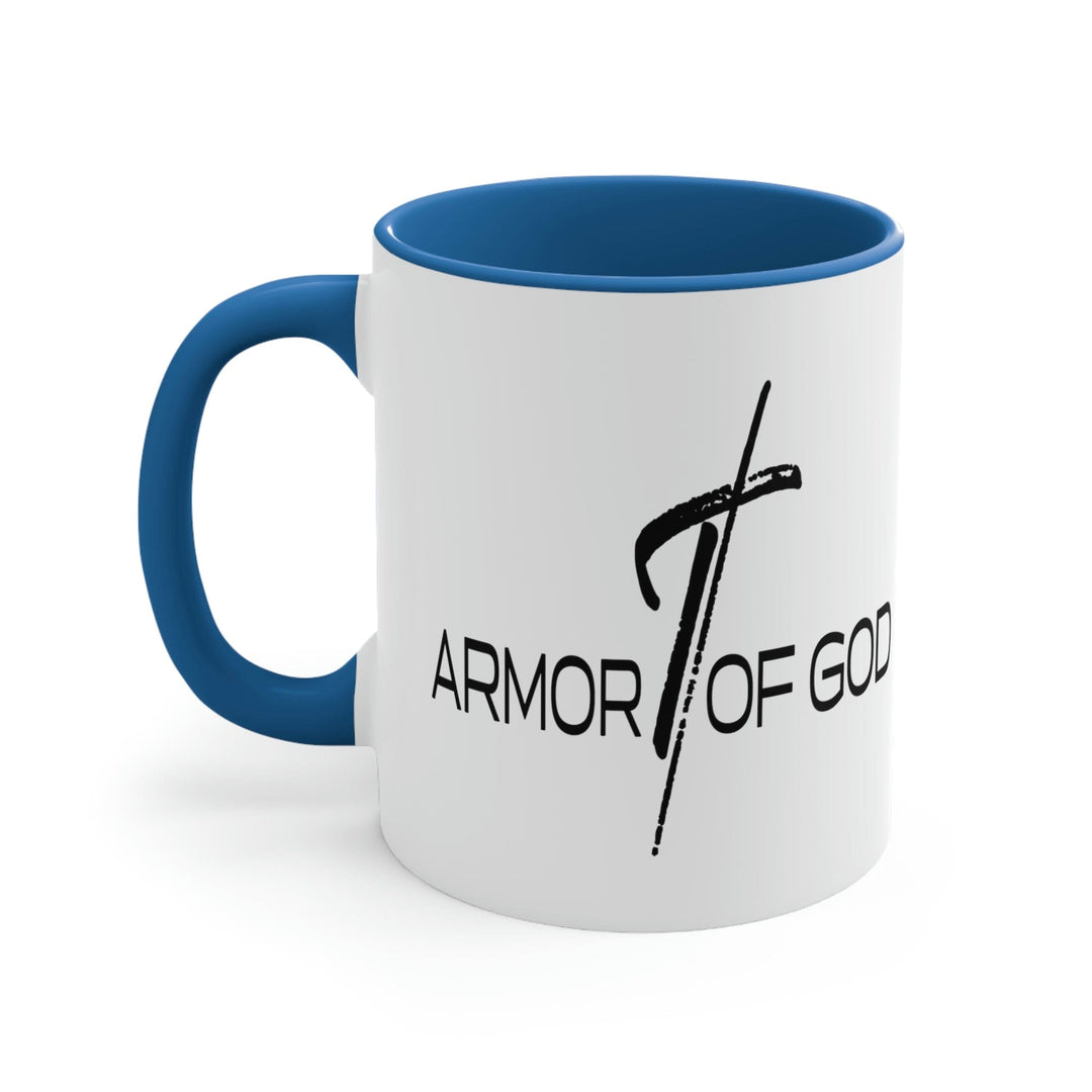 Two-tone Accent Ceramic Mug 11oz Armor of God Scripture Quote Bible Verse Print