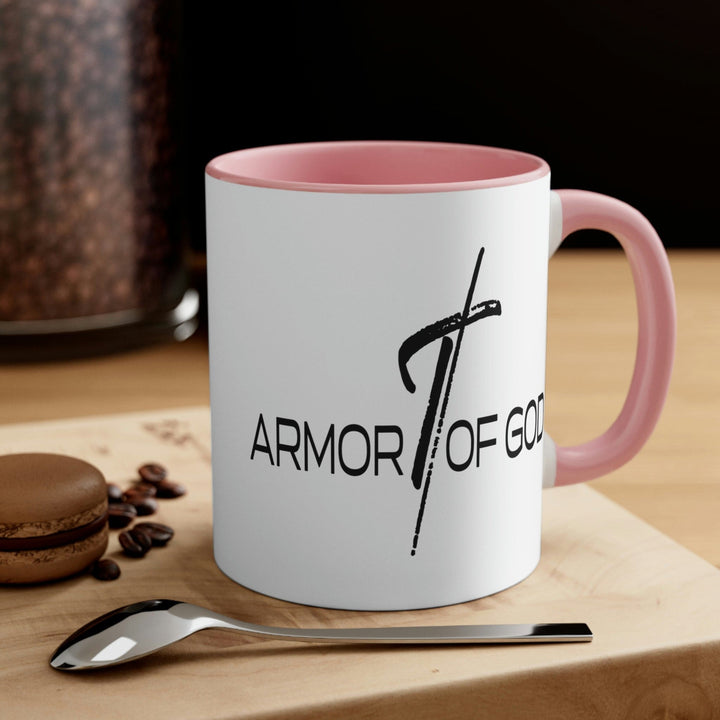 Two-tone Accent Ceramic Mug 11oz Armor of God Scripture Quote Bible Verse Print