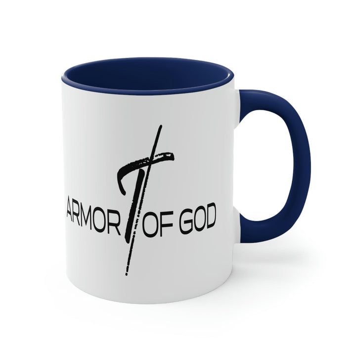 Two-tone Accent Ceramic Mug 11oz Armor of God Scripture Quote Bible Verse Print