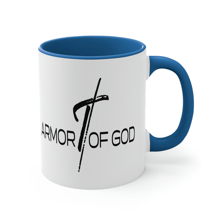 Two-tone Accent Ceramic Mug 11oz Armor of God Scripture Quote Bible Verse Print