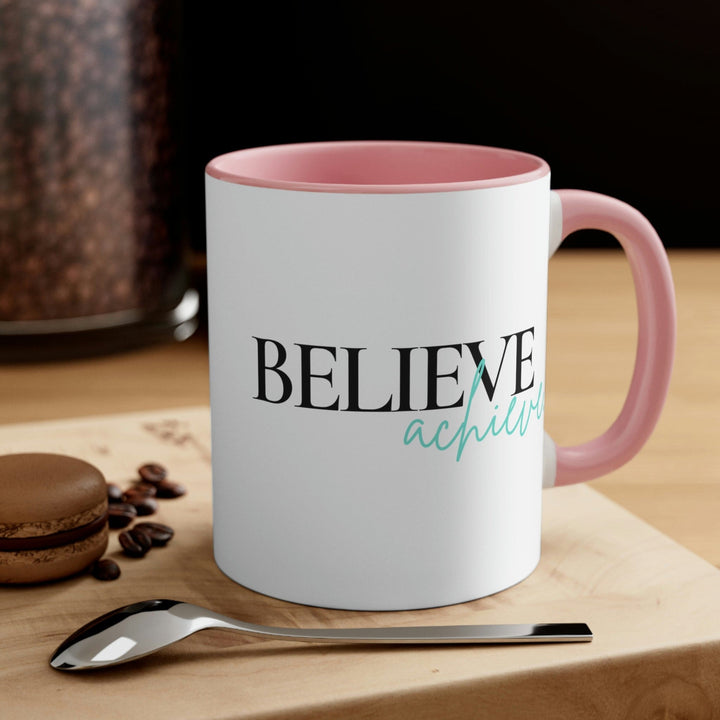 Two-tone Accent Ceramic Mug 11oz Believe and Achieve - Inspirational Motivation