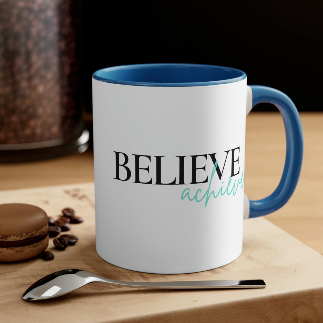 Two-tone Accent Ceramic Mug 11oz Believe and Achieve - Inspirational Motivation