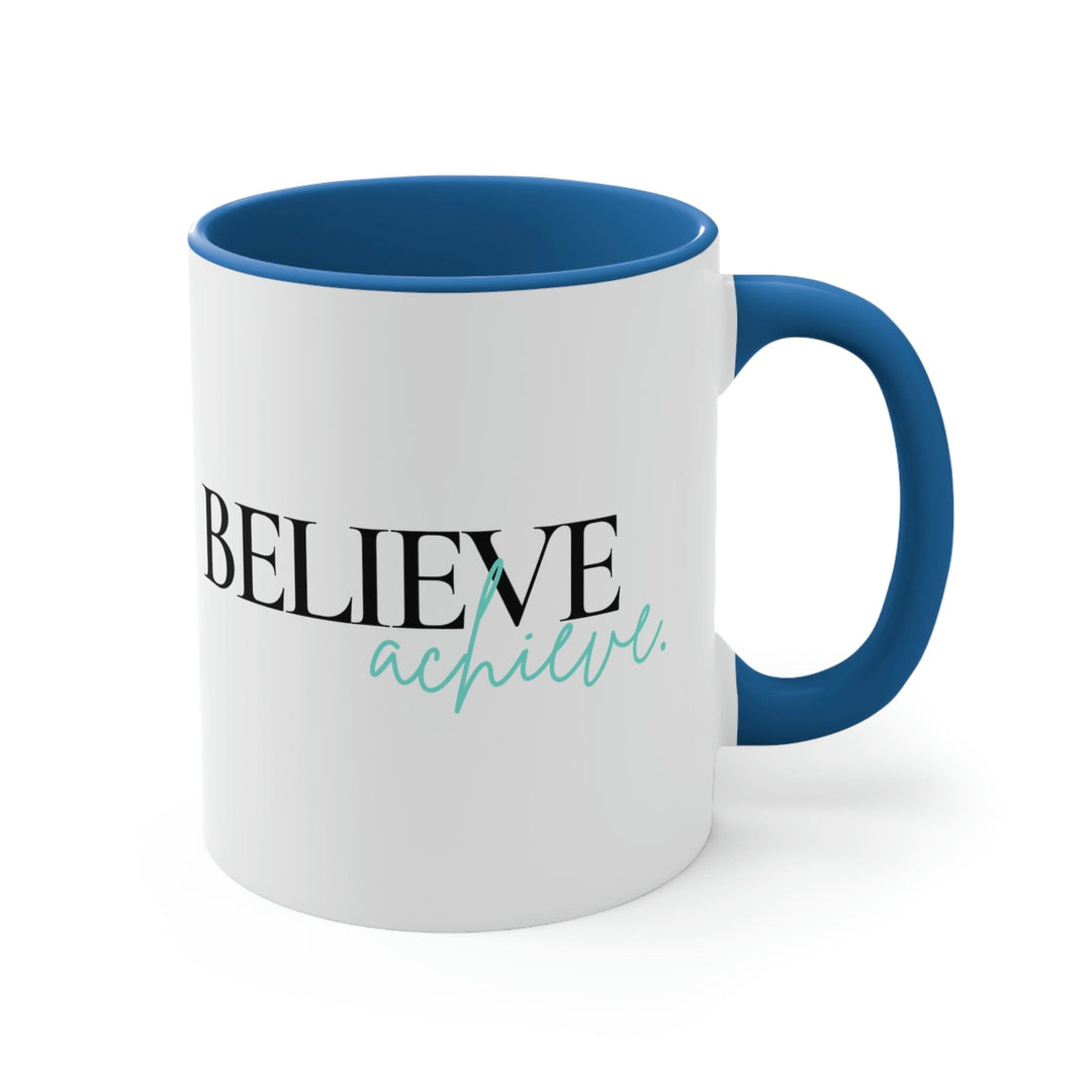 Two-tone Accent Ceramic Mug 11oz Believe and Achieve - Inspirational Motivation