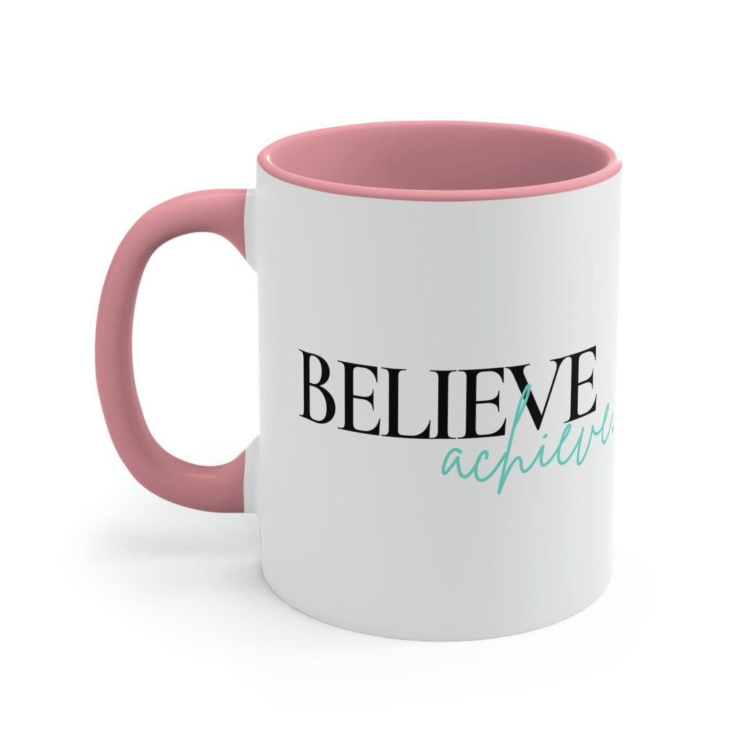 Two-tone Accent Ceramic Mug 11oz Believe and Achieve - Inspirational Motivation