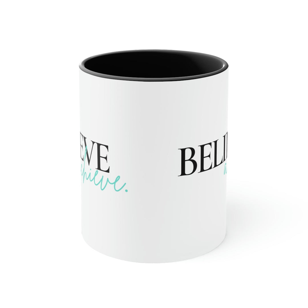 Two-tone Accent Ceramic Mug 11oz Believe and Achieve - Inspirational Motivation