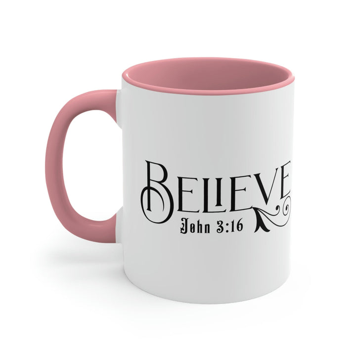 Two-tone Accent Ceramic Mug 11oz Believe John 3:16 Scripture Bible Verse Print