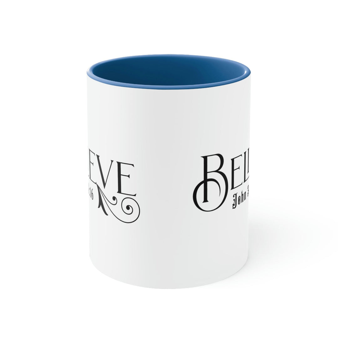 Two-tone Accent Ceramic Mug 11oz Believe John 3:16 Scripture Bible Verse Print