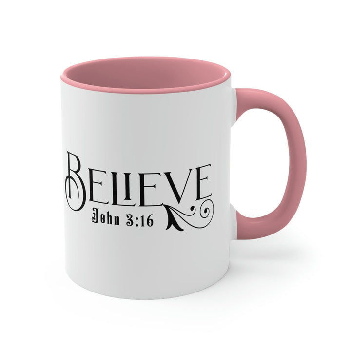 Two-tone Accent Ceramic Mug 11oz Believe John 3:16 Scripture Bible Verse Print