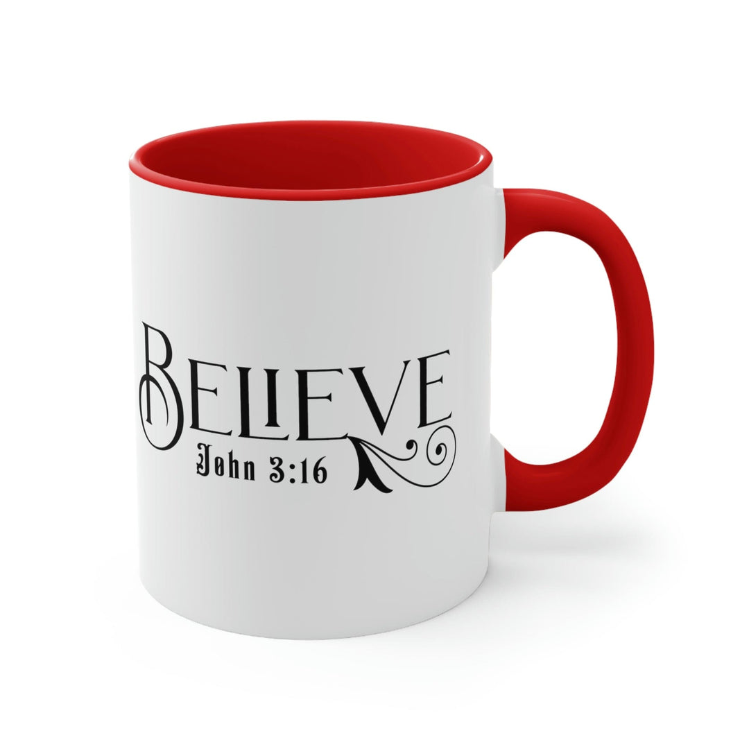 Two-tone Accent Ceramic Mug 11oz Believe John 3:16 Scripture Bible Verse Print