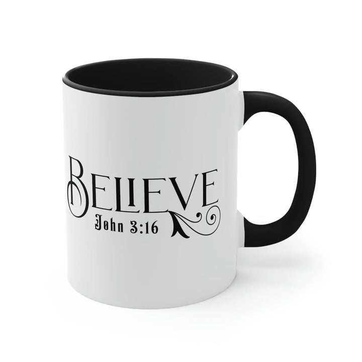 Two-tone Accent Ceramic Mug 11oz Believe John 3:16 Scripture Bible Verse Print