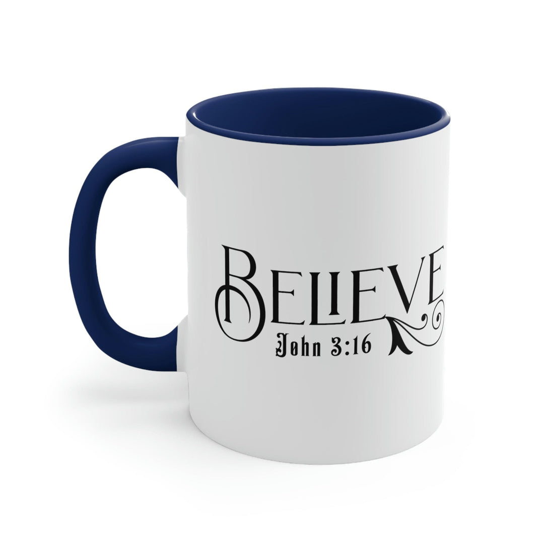 Two-tone Accent Ceramic Mug 11oz Believe John 3:16 Scripture Bible Verse Print