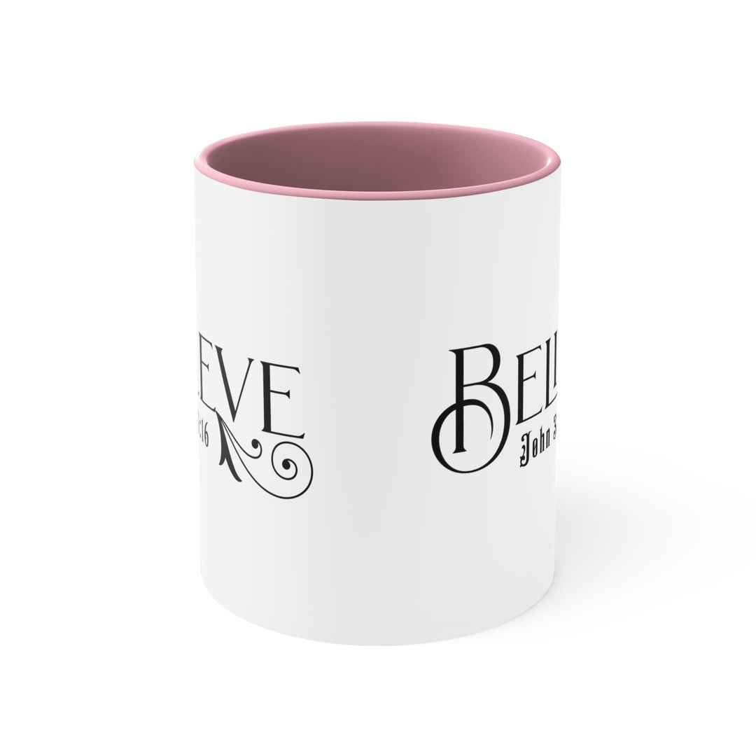 Two-tone Accent Ceramic Mug 11oz Believe John 3:16 Scripture Bible Verse Print