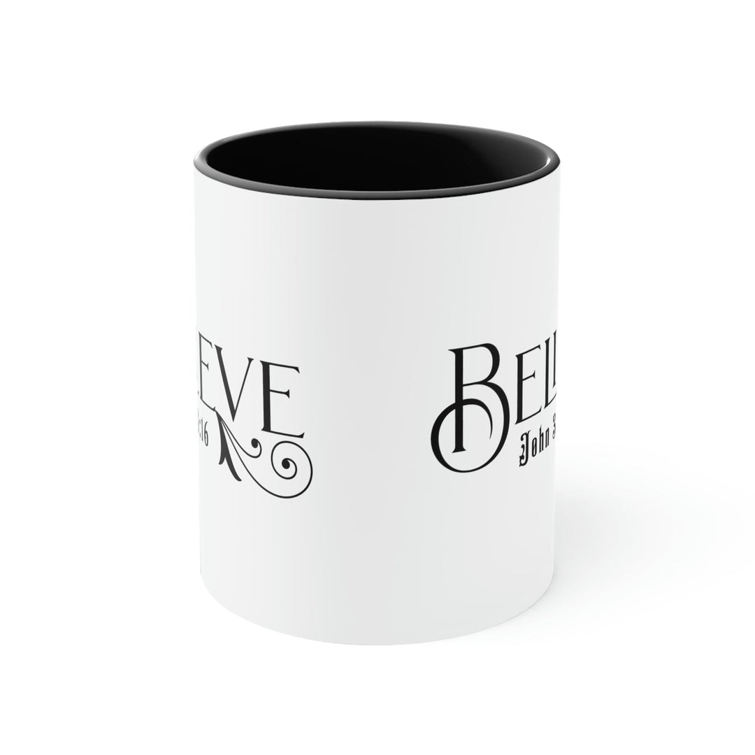 Two-tone Accent Ceramic Mug 11oz Believe John 3:16 Scripture Bible Verse Print