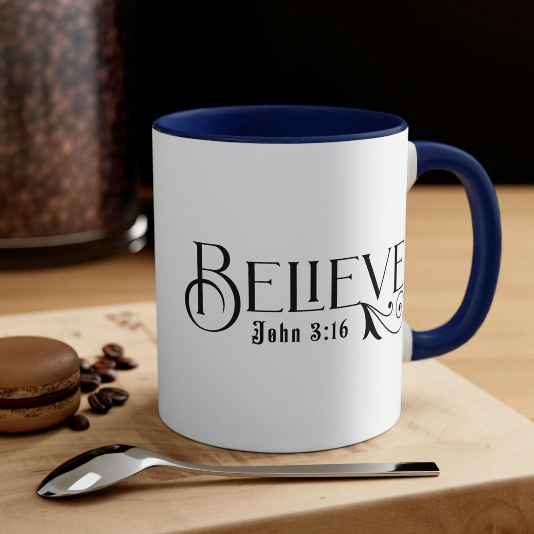 Two-tone Accent Ceramic Mug 11oz Believe John 3:16 Scripture Bible Verse Print