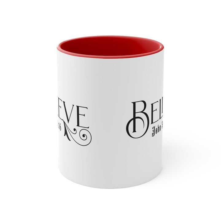 Two-tone Accent Ceramic Mug 11oz Believe John 3:16 Scripture Bible Verse Print