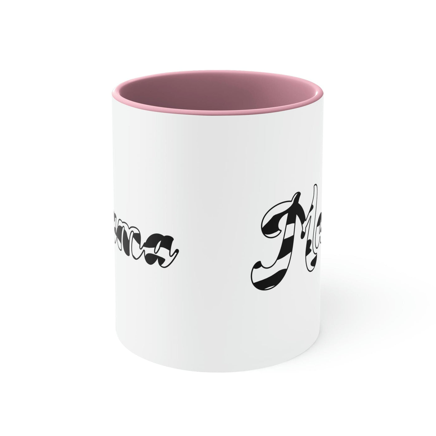 Two-tone Accent Ceramic Mug 11oz Black And White Abstract Mama Illustration