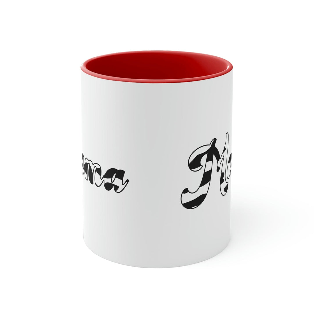 Two-tone Accent Ceramic Mug 11oz Black And White Abstract Mama Illustration