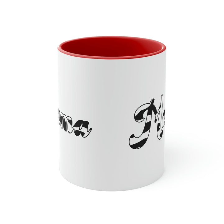 Two-tone Accent Ceramic Mug 11oz Black And White Abstract Mama Illustration