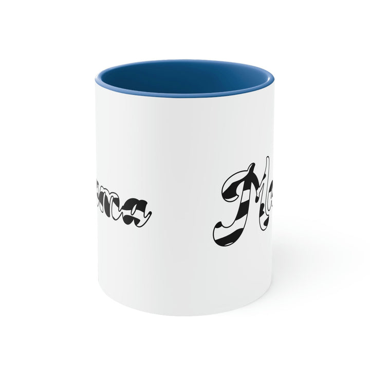 Two-tone Accent Ceramic Mug 11oz Black And White Abstract Mama Illustration