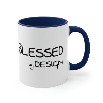 Two-tone Accent Ceramic Mug 11oz Blessed By Design Illustration - Decorative