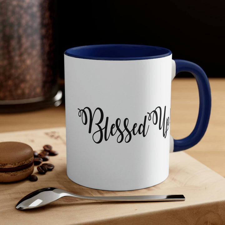 Two-tone Accent Ceramic Mug 11oz Blessed Up Christian Inspiration Motivational