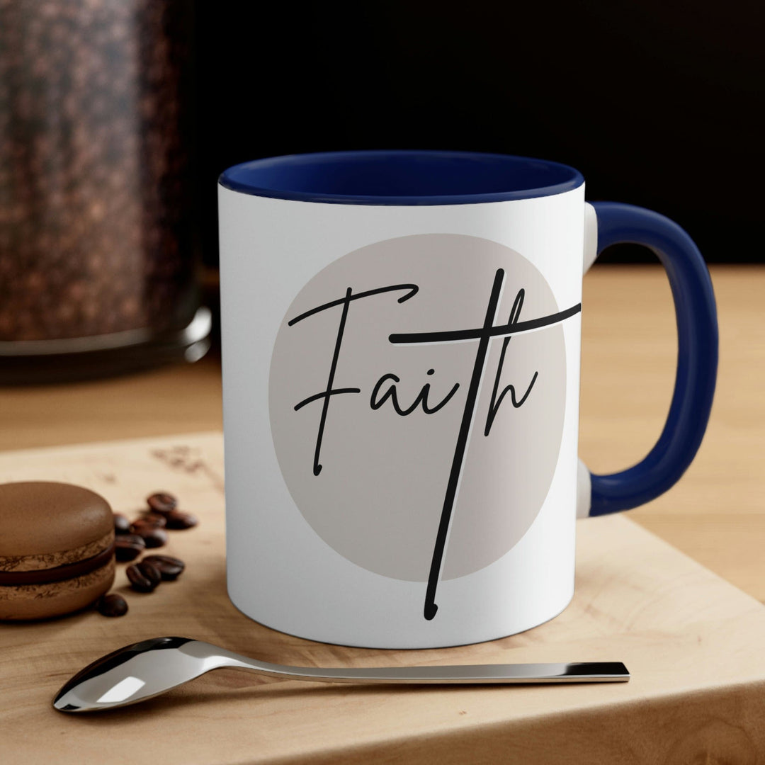 Two-tone Accent Ceramic Mug 11oz Faith Illustration - Decorative | Ceramic Mugs