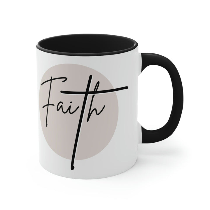 Two-tone Accent Ceramic Mug 11oz Faith Illustration - Decorative | Ceramic Mugs